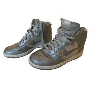 Nike Dunk High SB Metallic Silver White Sparkle Glitter 325203-001 Women's 7.5
